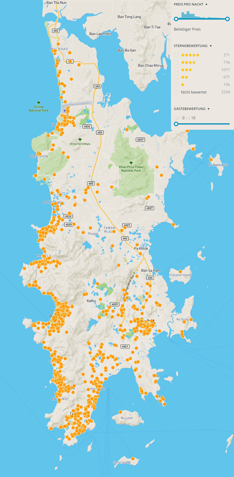 Hotelkarte | Ko Phuket Hotel Map XXL 